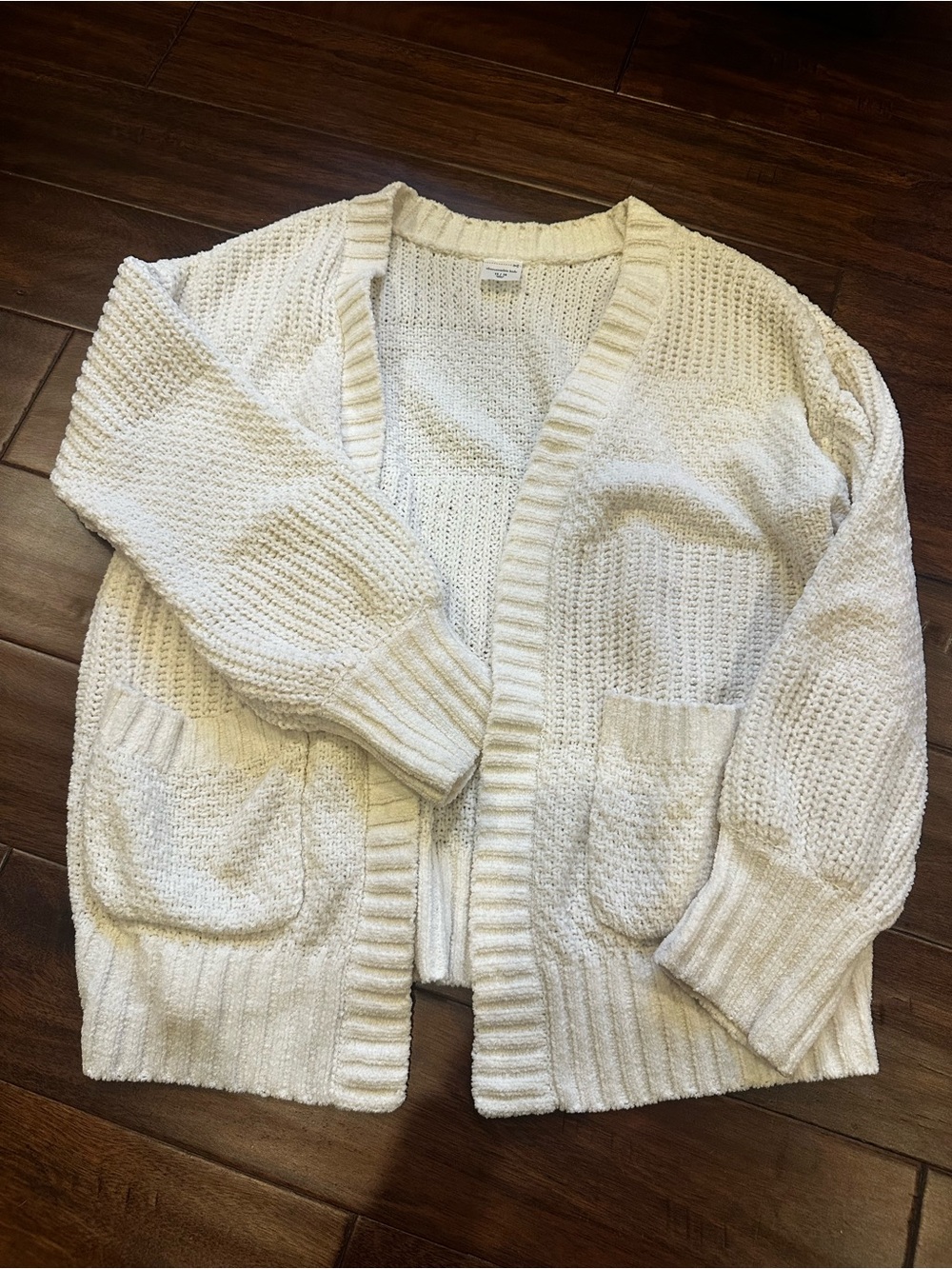 abercrombie kids Cream Chunky Open-Front Cardigan